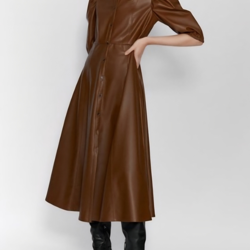 Zara Chocolate Brown Long Sleeve Dress‎